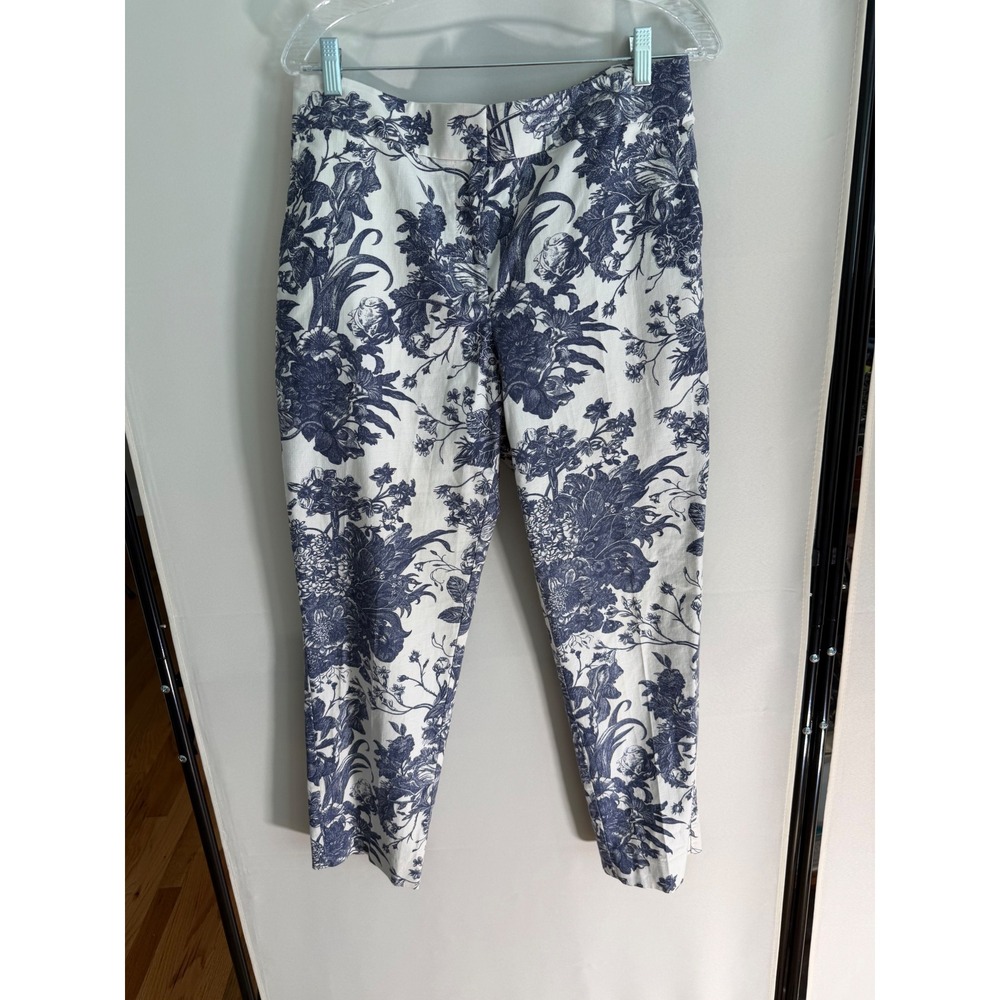 LOFT Tailored Botanic Pencil Pants White Floral Cropped Pants 434369 70056